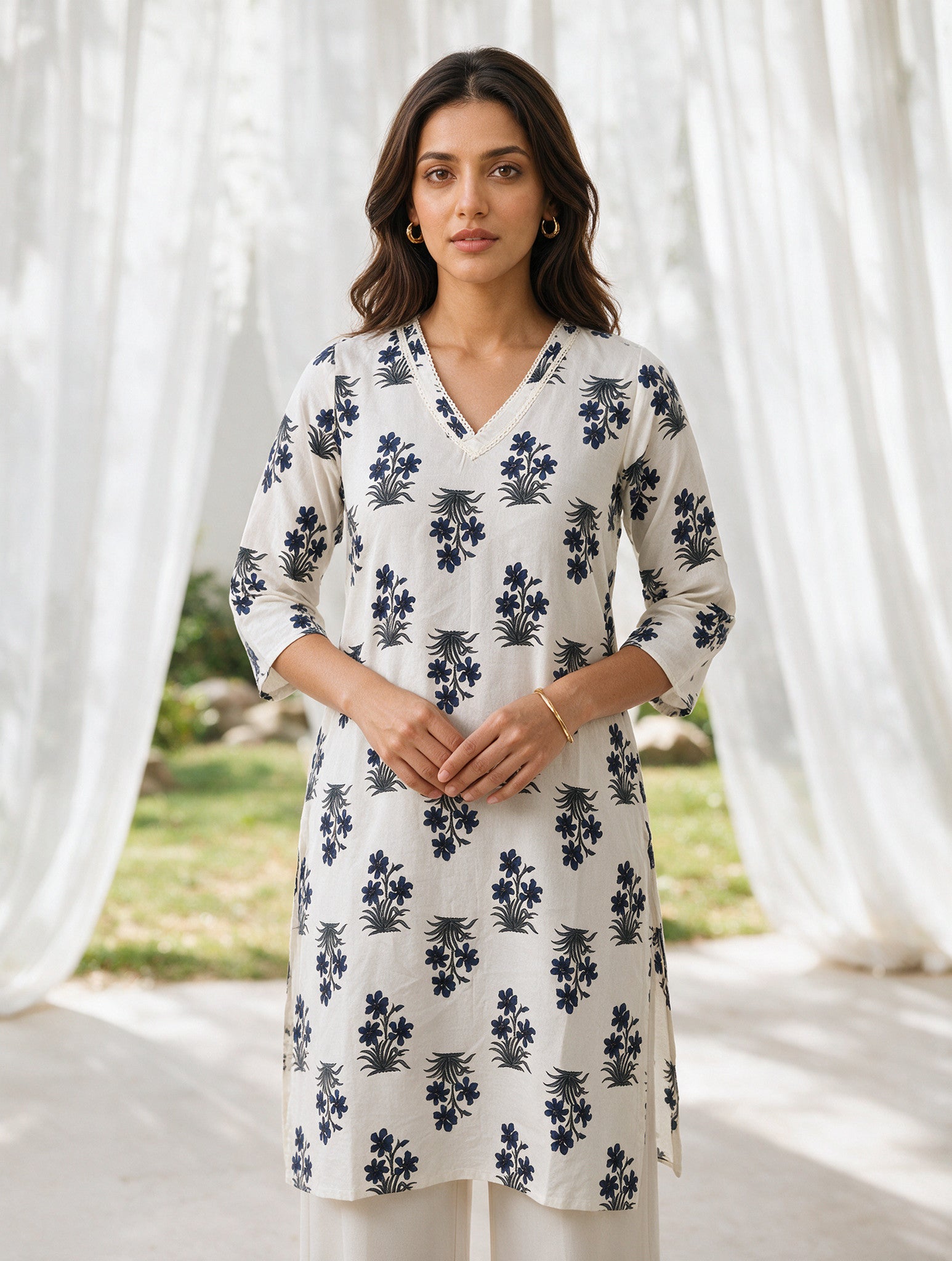 Rayon Printed Straight Knee Length Kurta