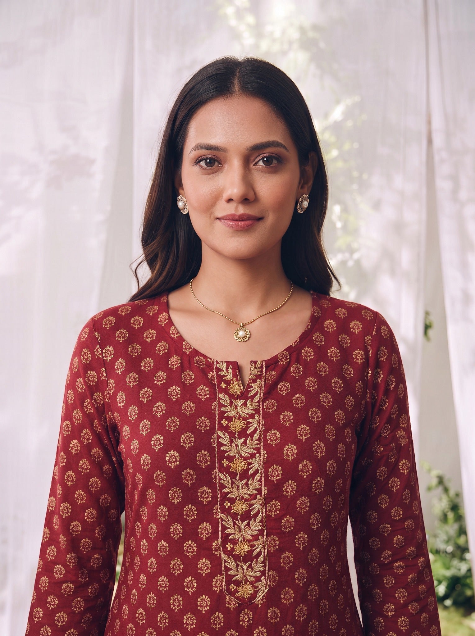 Rayon Printed Straight Knee Length Kurta