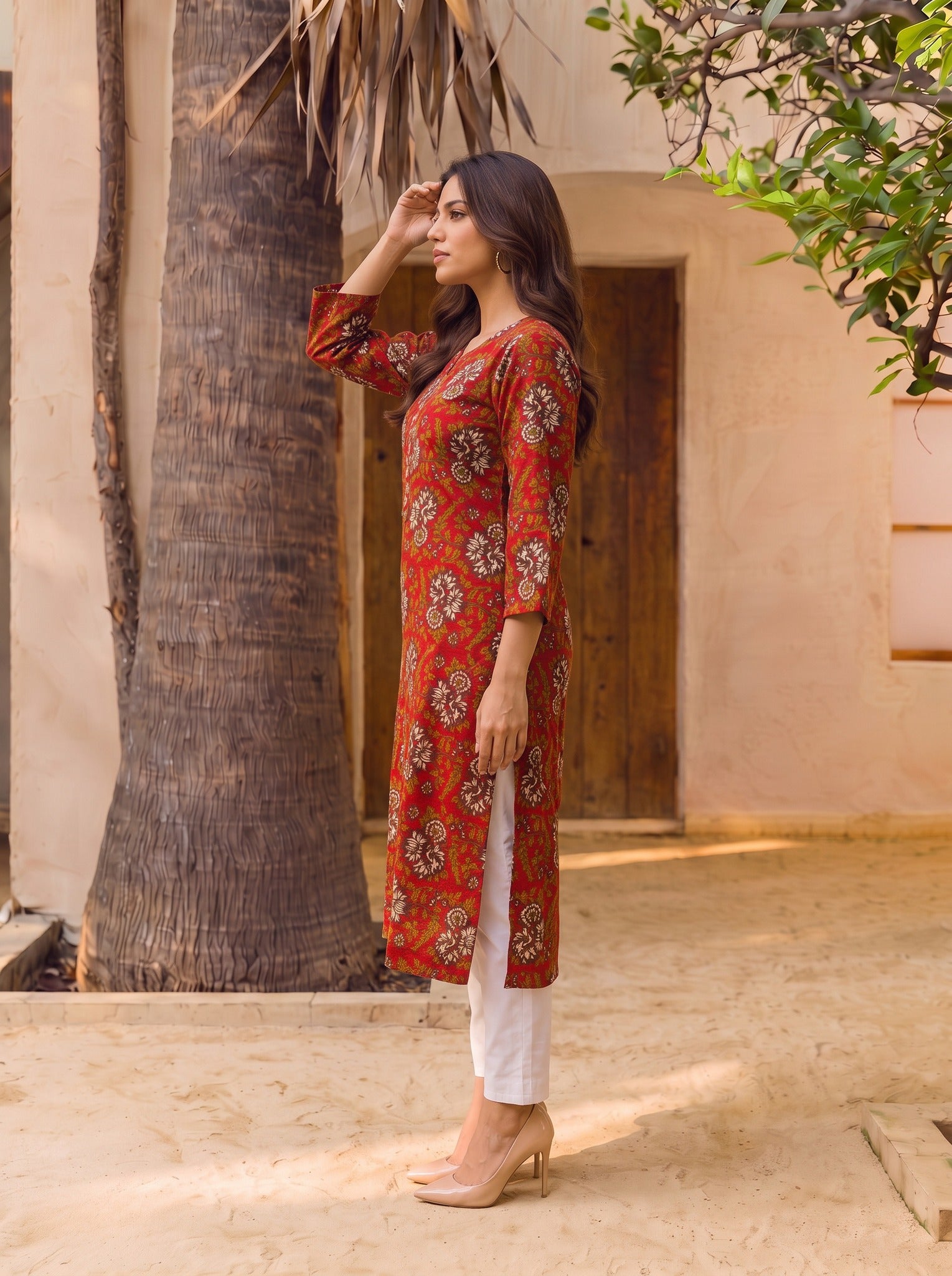 Rayon Printed Straight Knee Length Kurta