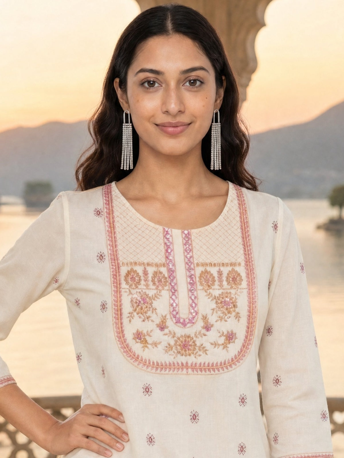Rayon Embroidered Straight Calf Length Kurta