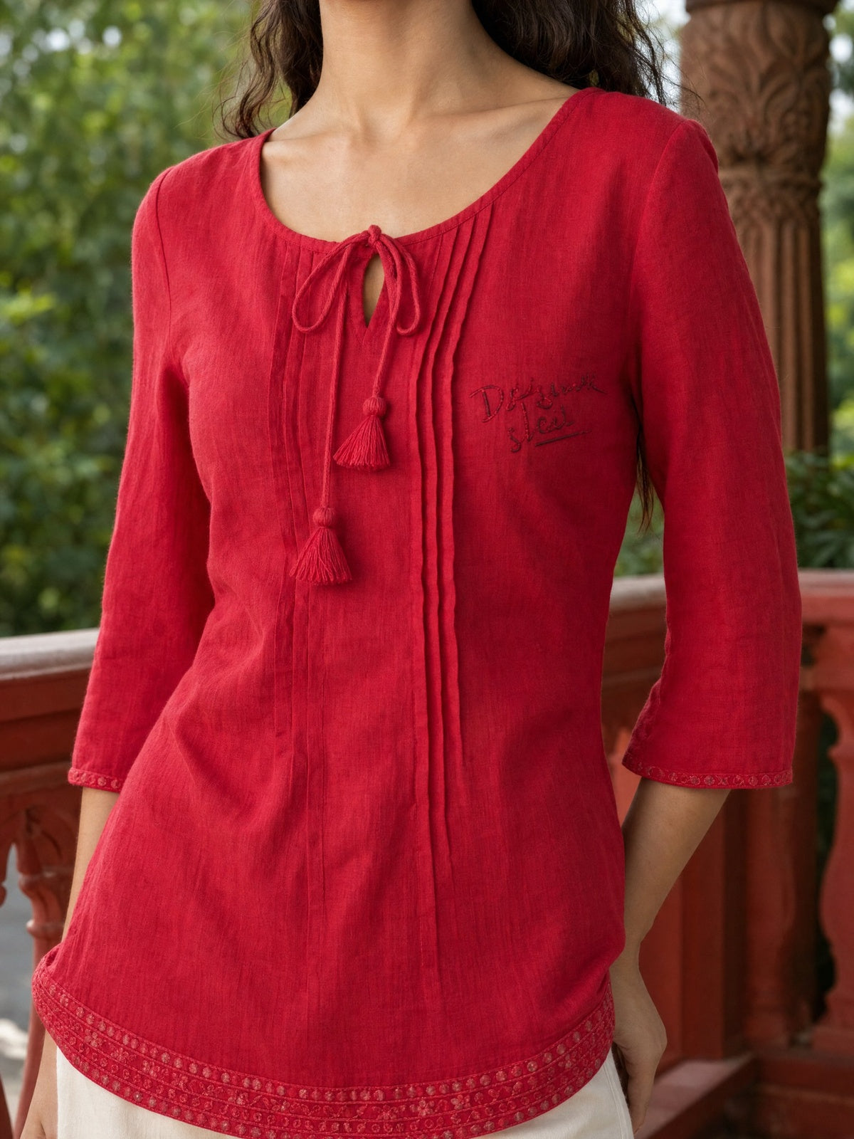 Cotton Pin Tuck Straight Short Length Short Kurta