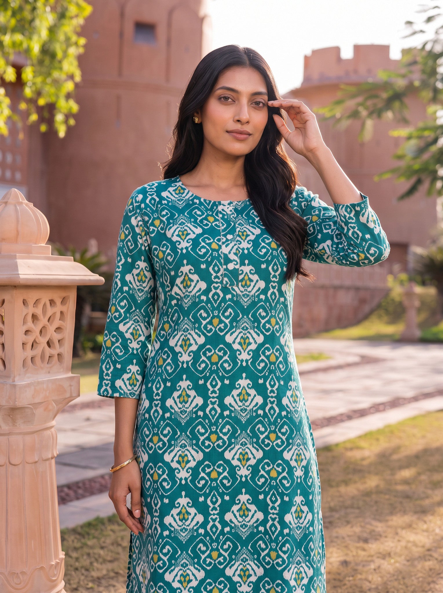 Rayon Printed Straight Knee Length Kurta