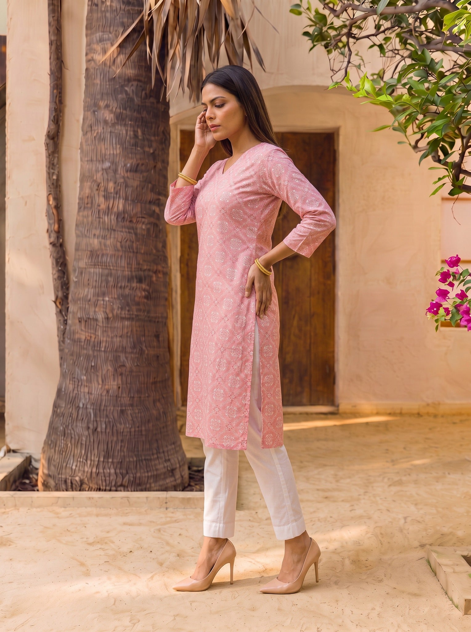Cotton Printed Straight Knee Length Kurta