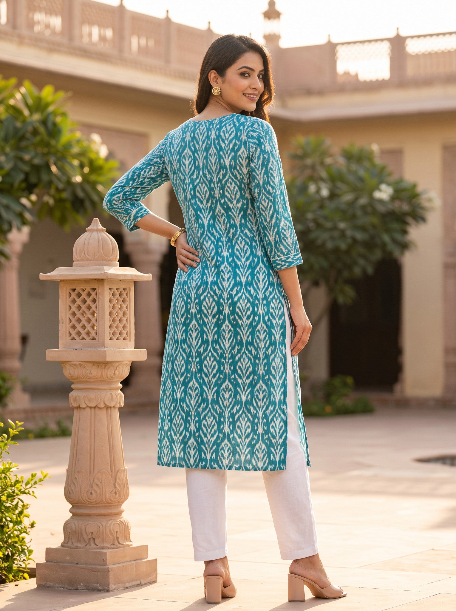 Rayon Printed Straight Knee Length Kurta