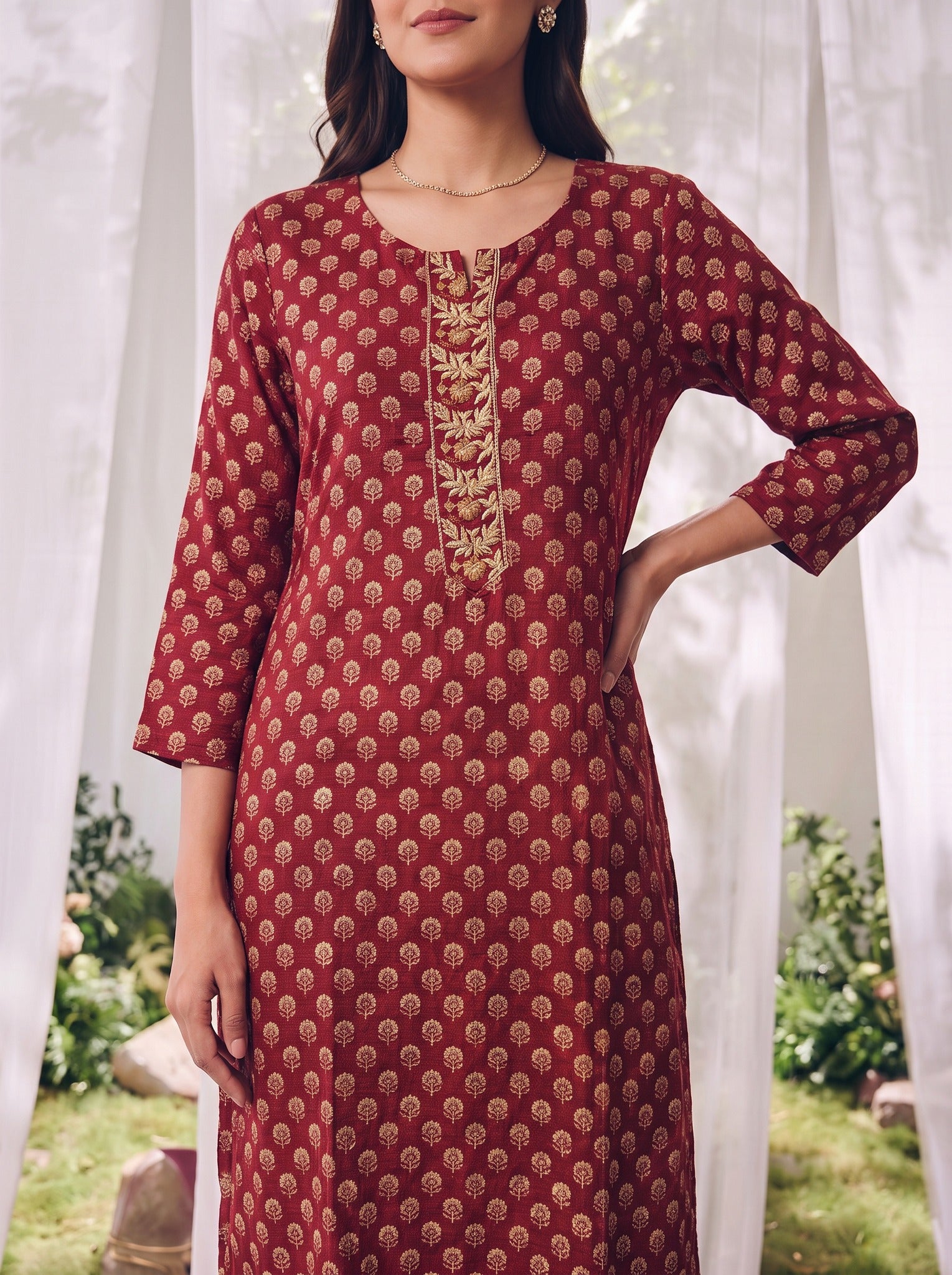 Rayon Printed Straight Knee Length Kurta