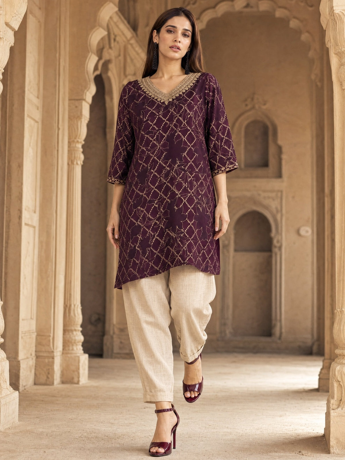 Rayon Embroidered Straight Calf Length Kurta