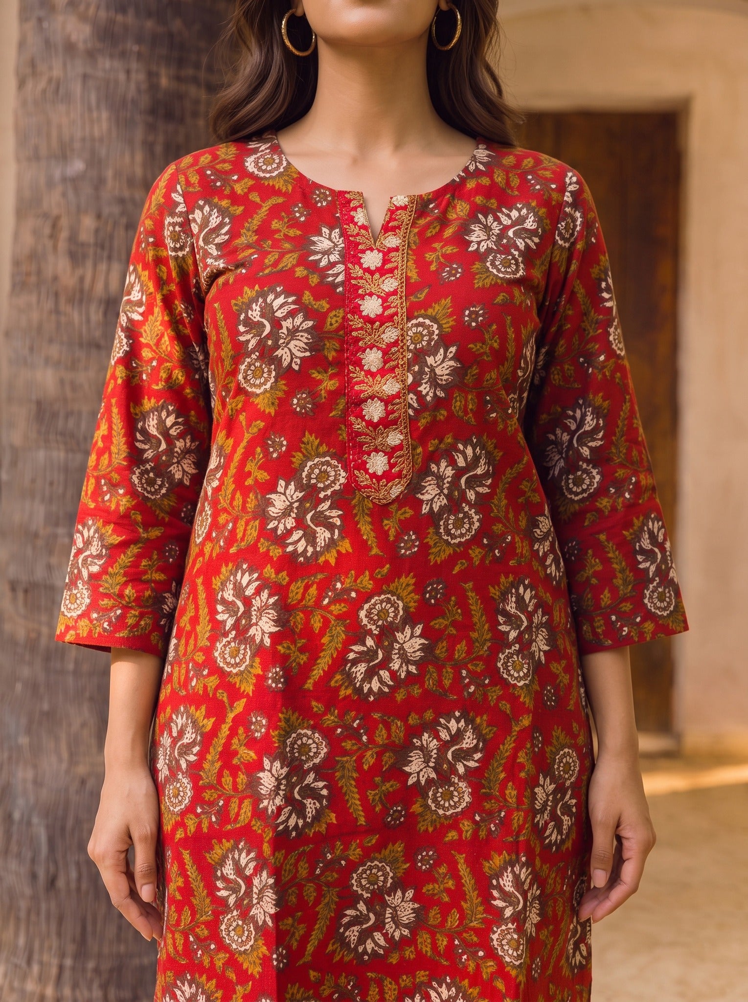 Rayon Printed Straight Knee Length Kurta