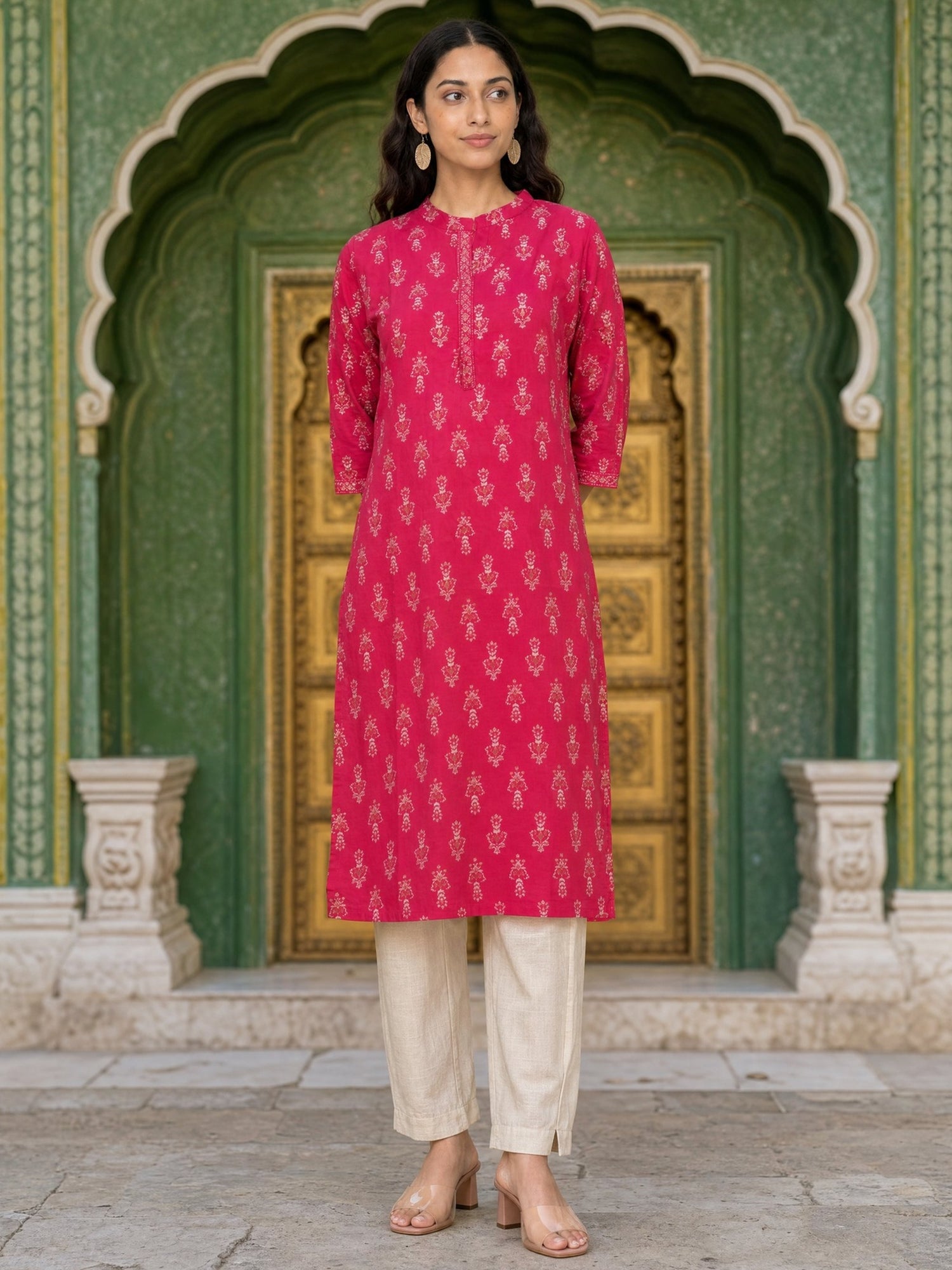 Rayon Printed Straight Knee Length Kurta