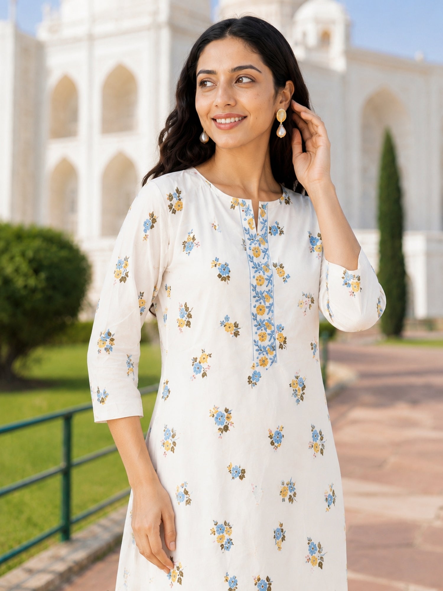 Rayon Printed Straight Knee Length Kurta