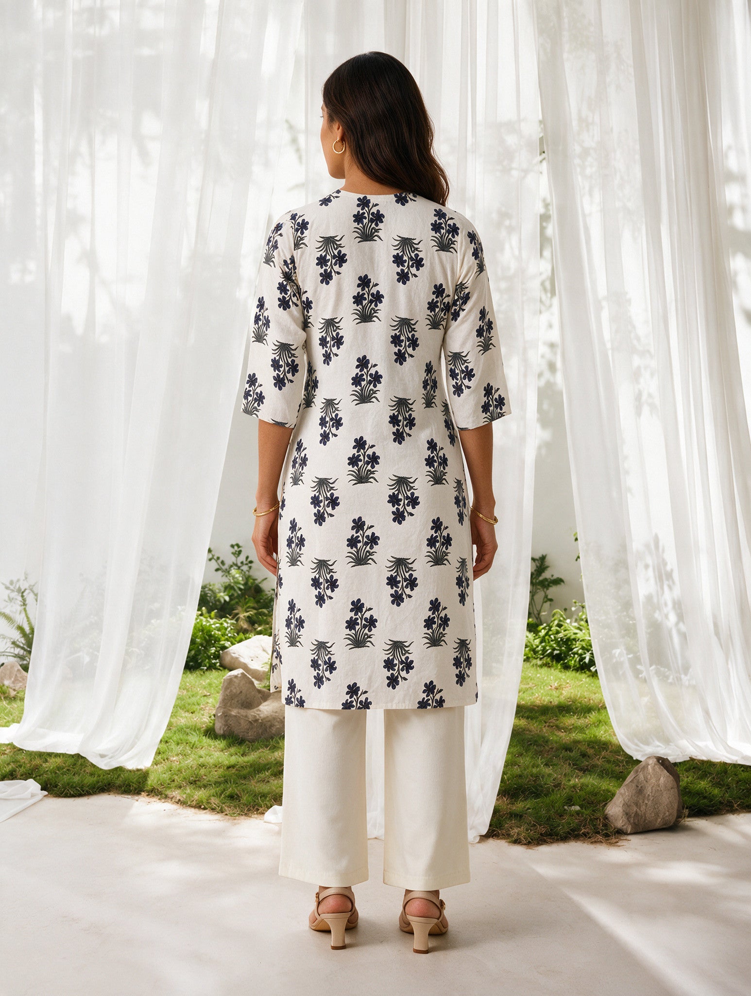 Rayon Printed Straight Knee Length Kurta