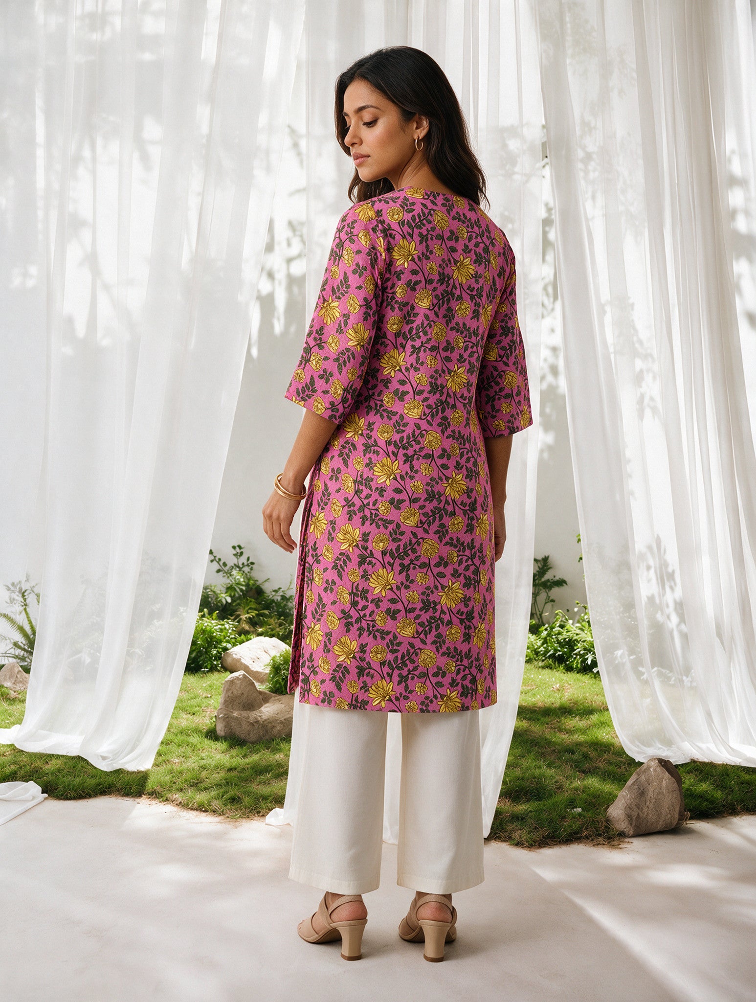 Rayon Printed Straight Knee Length Kurta