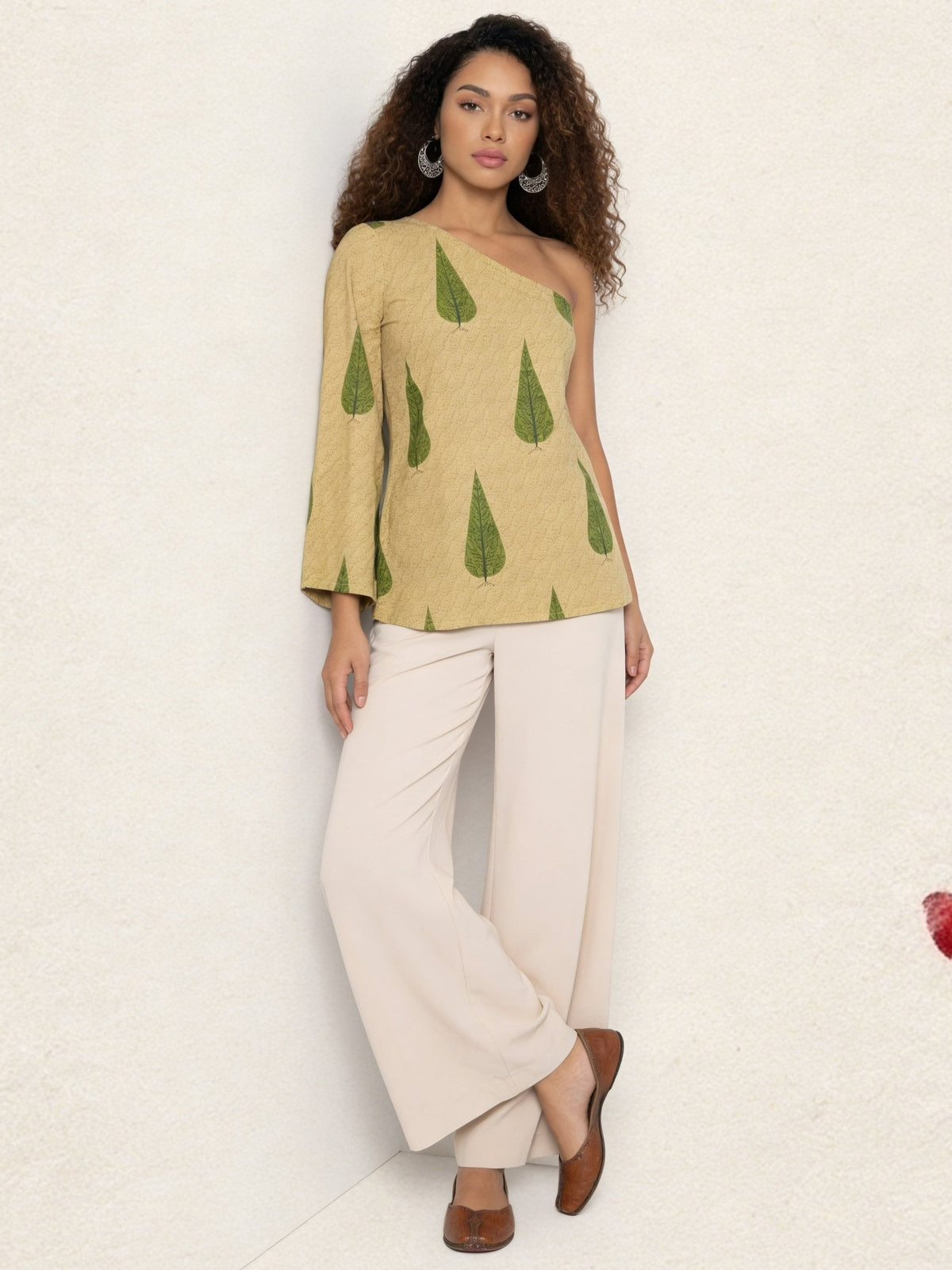 Beige Cotton Printed Straight Tunic