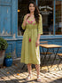 Cotton Embroidered Flared Calf Length Dress –Rangita