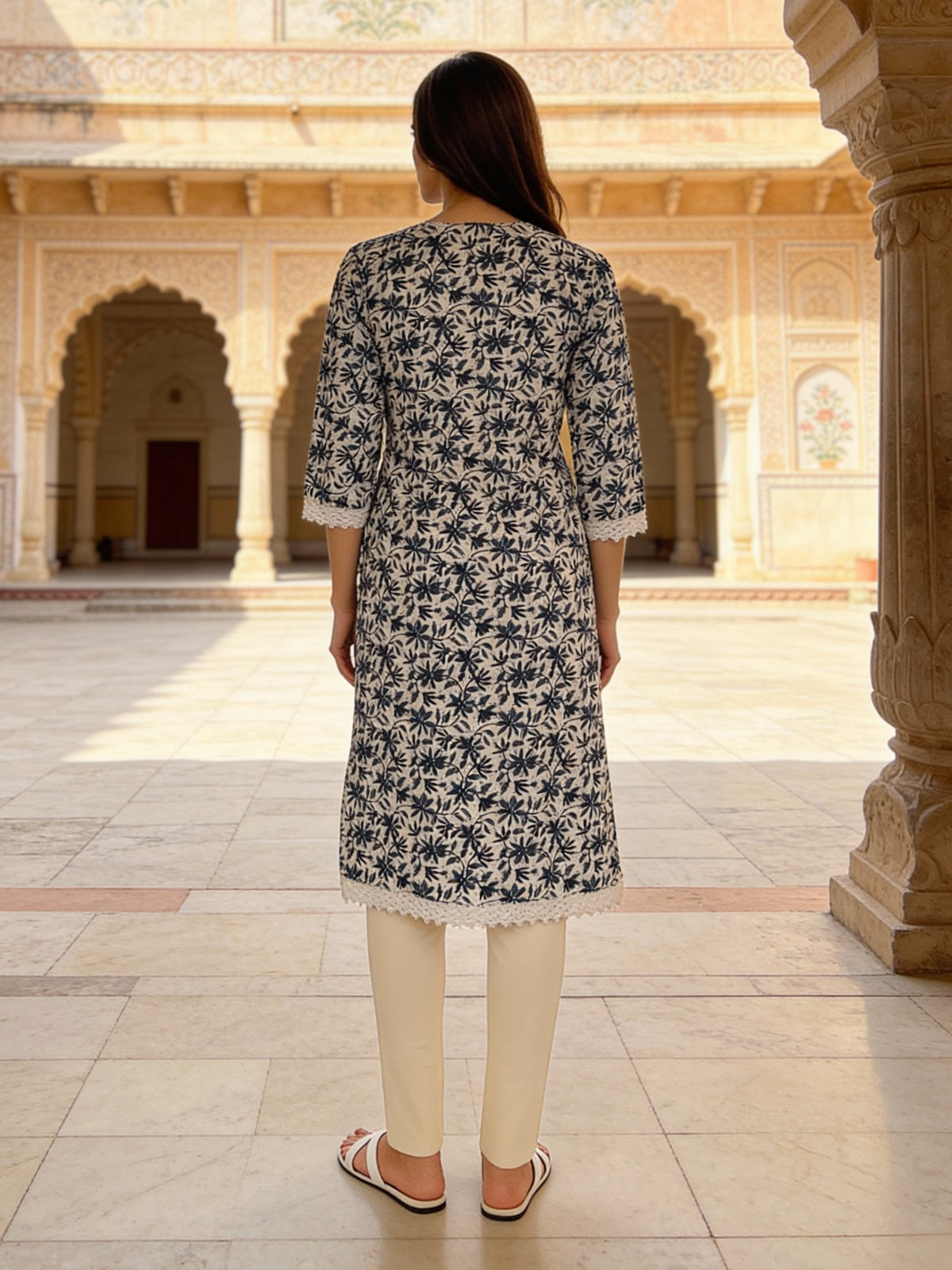 Buy Rayon Embroidered Straight Calf Length Kurta-Teal