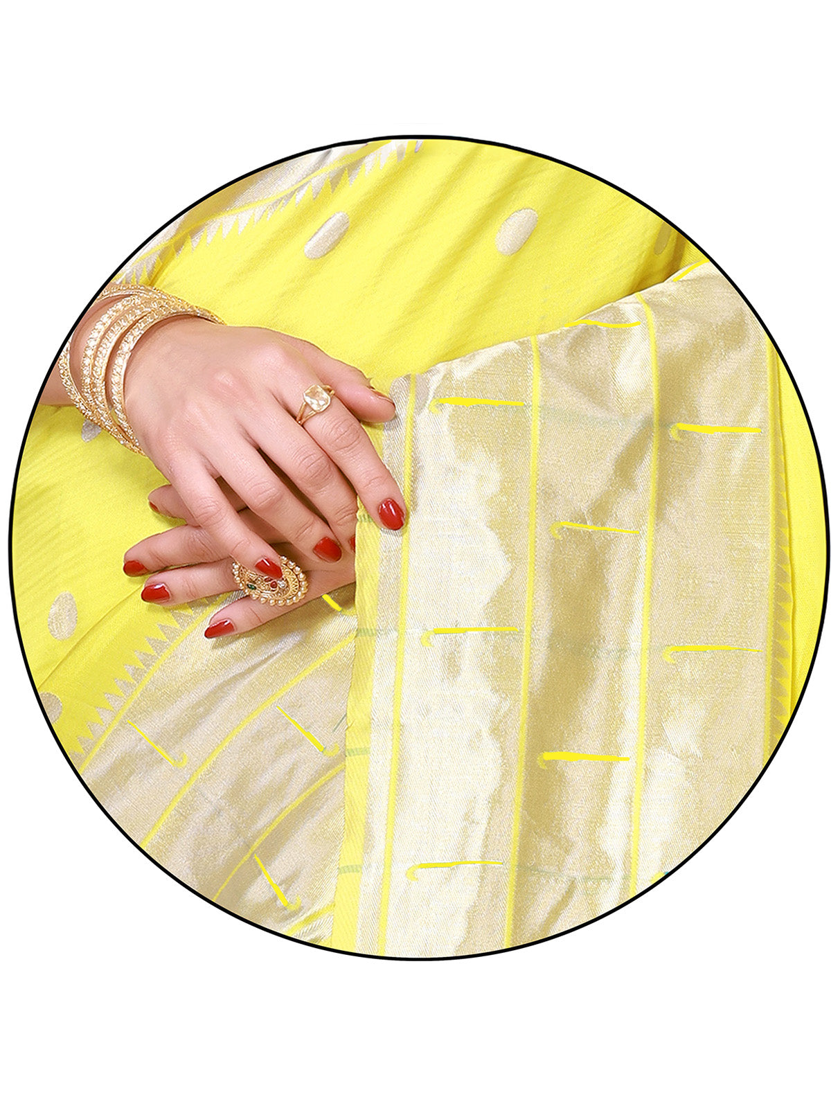 Buy Ethnic Motifs Woven Silk Saree With Blouse Piece-Yellow