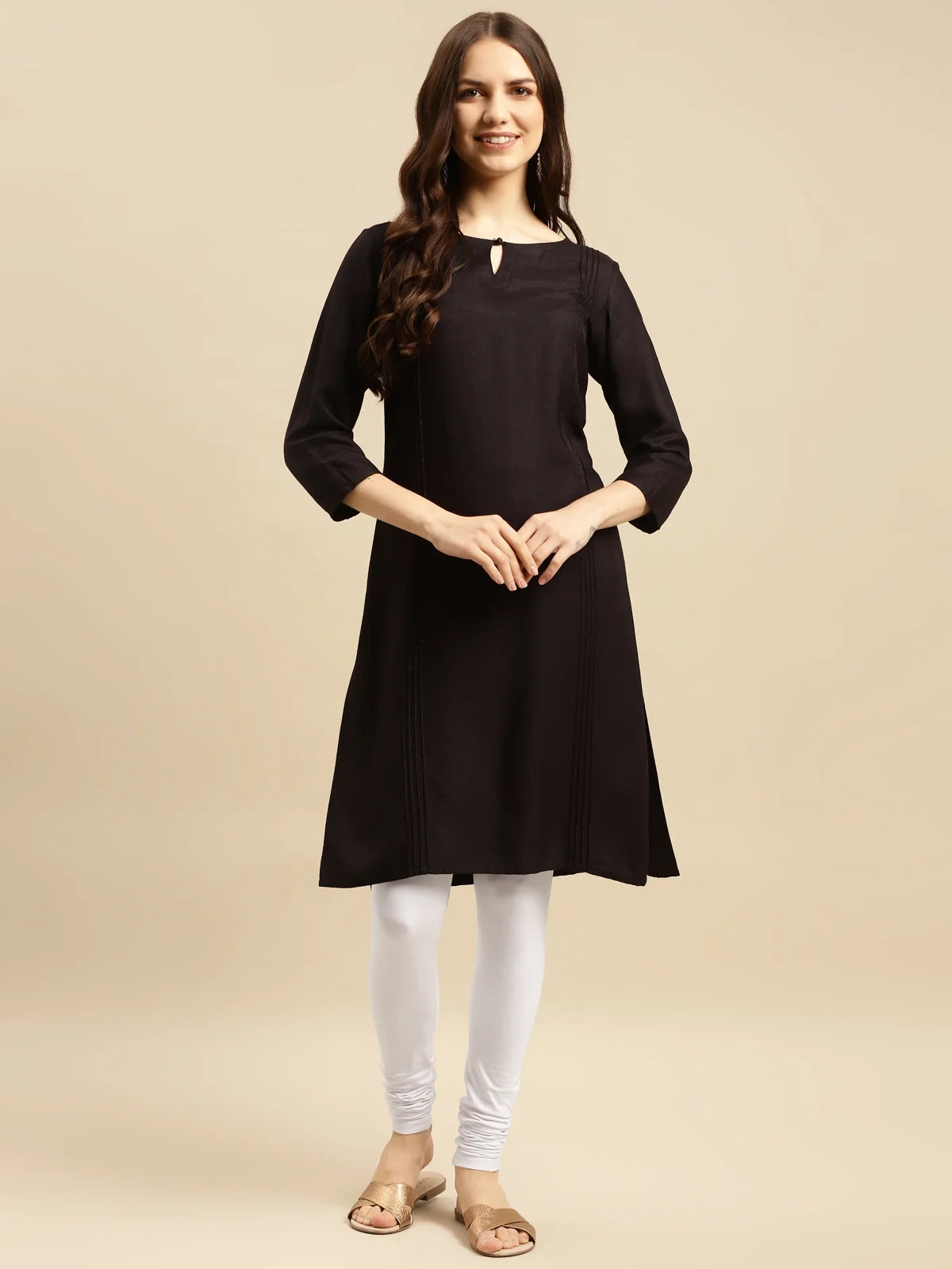 Buy Cotton Solid Full Length Churidars (Pack of 2)-Black & White