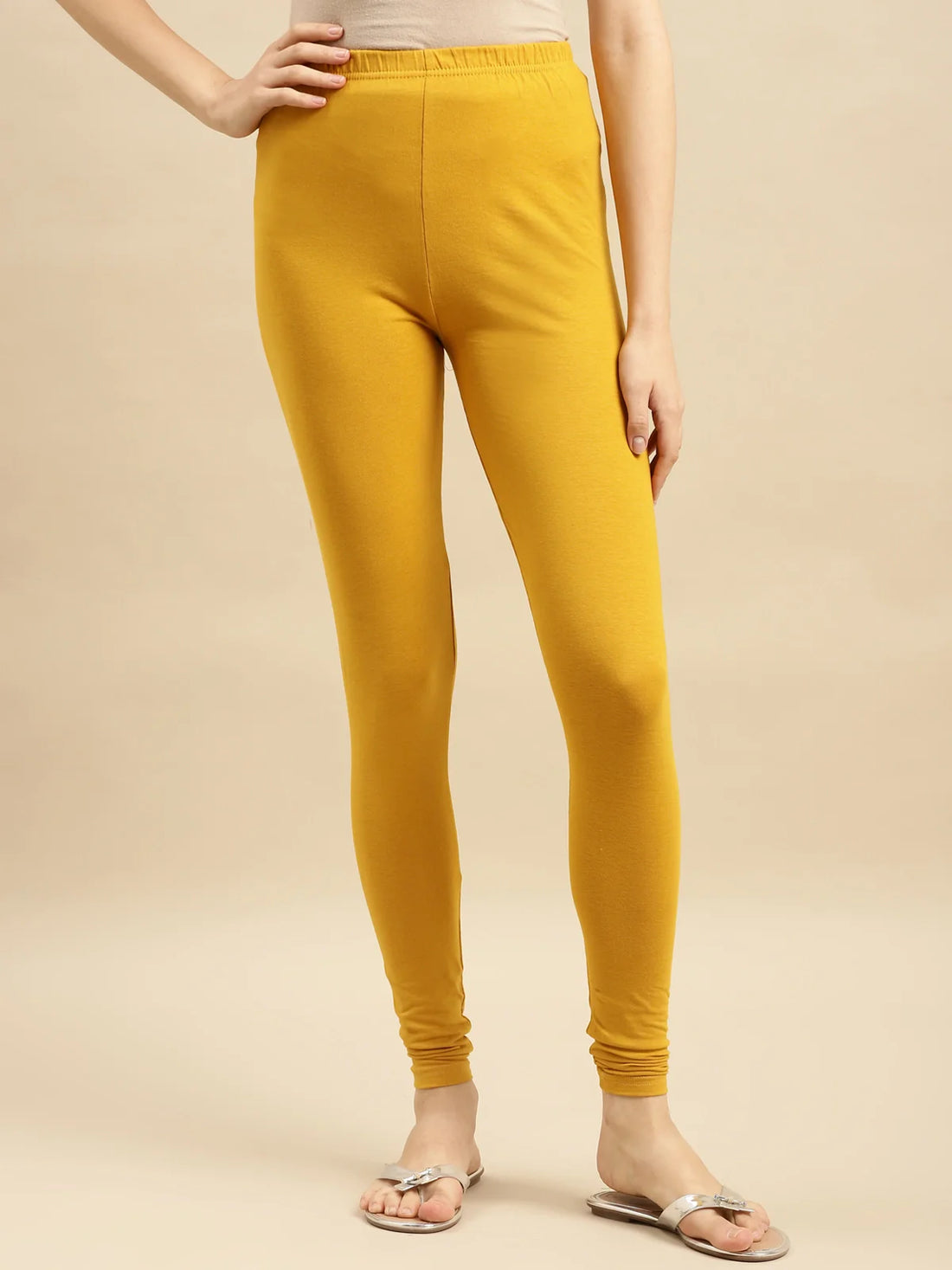 Buy Cotton Solid Full Length Churidar Legging-Mustard