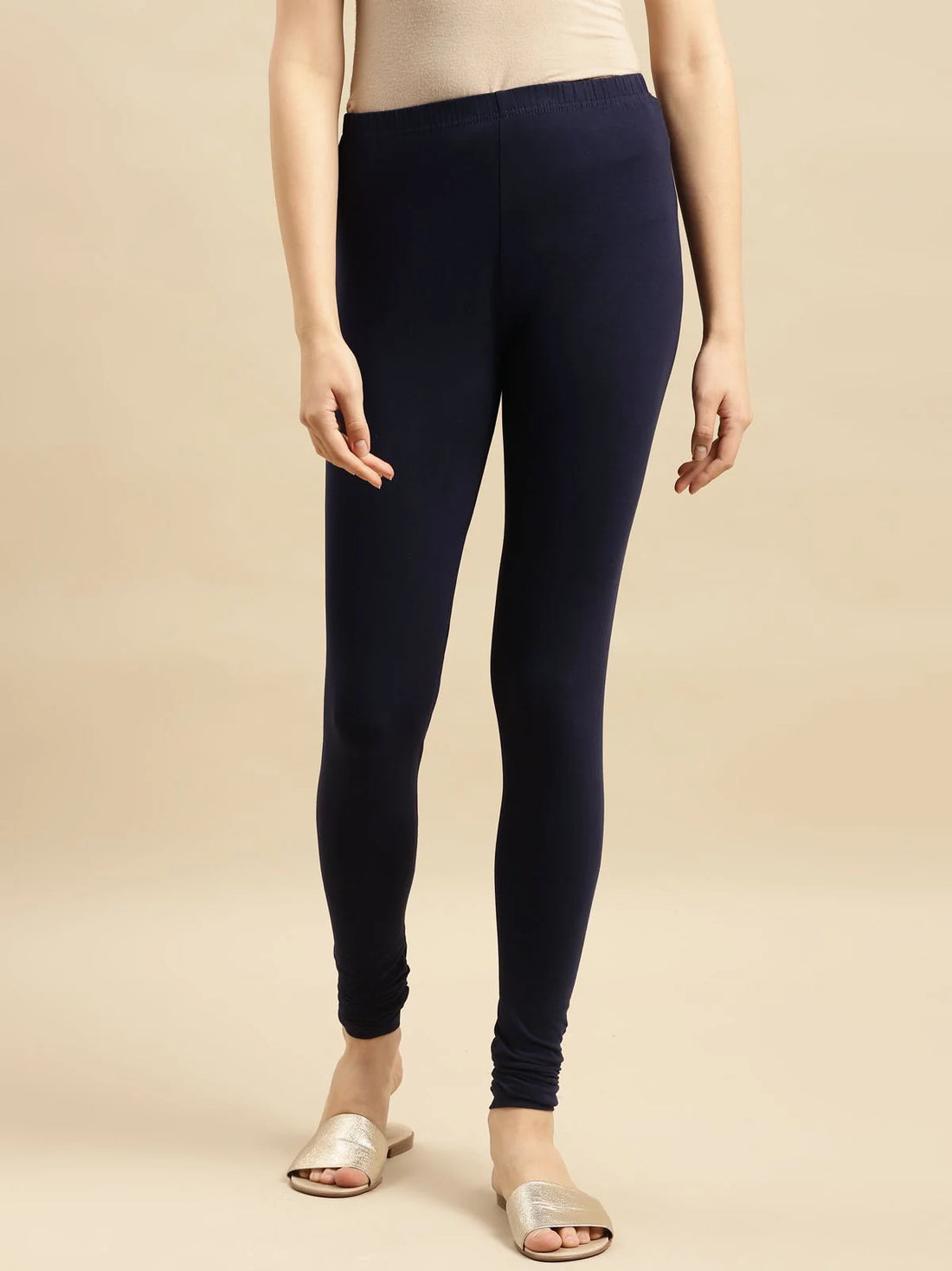 Buy Cotton Solid Full Length Churidar Legging-Navy Blue