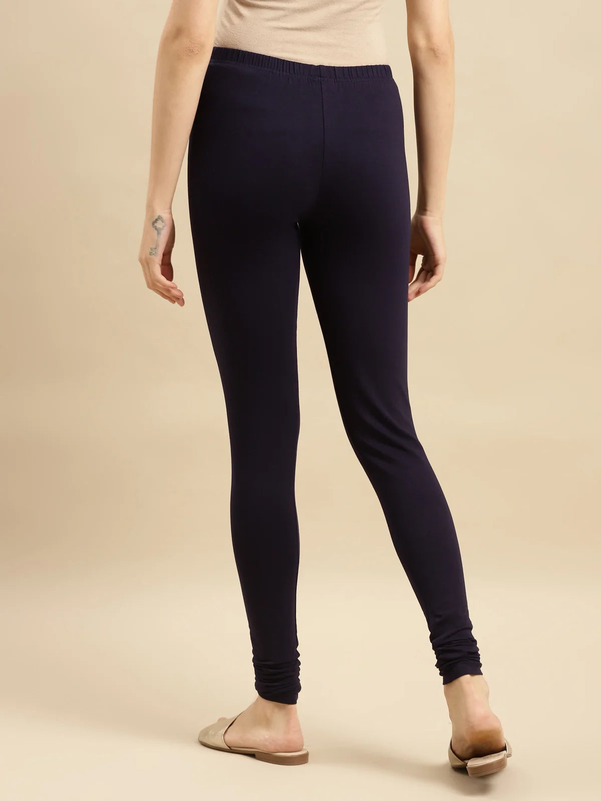 Buy Cotton Solid Full Length Churidar Legging-Navy Blue