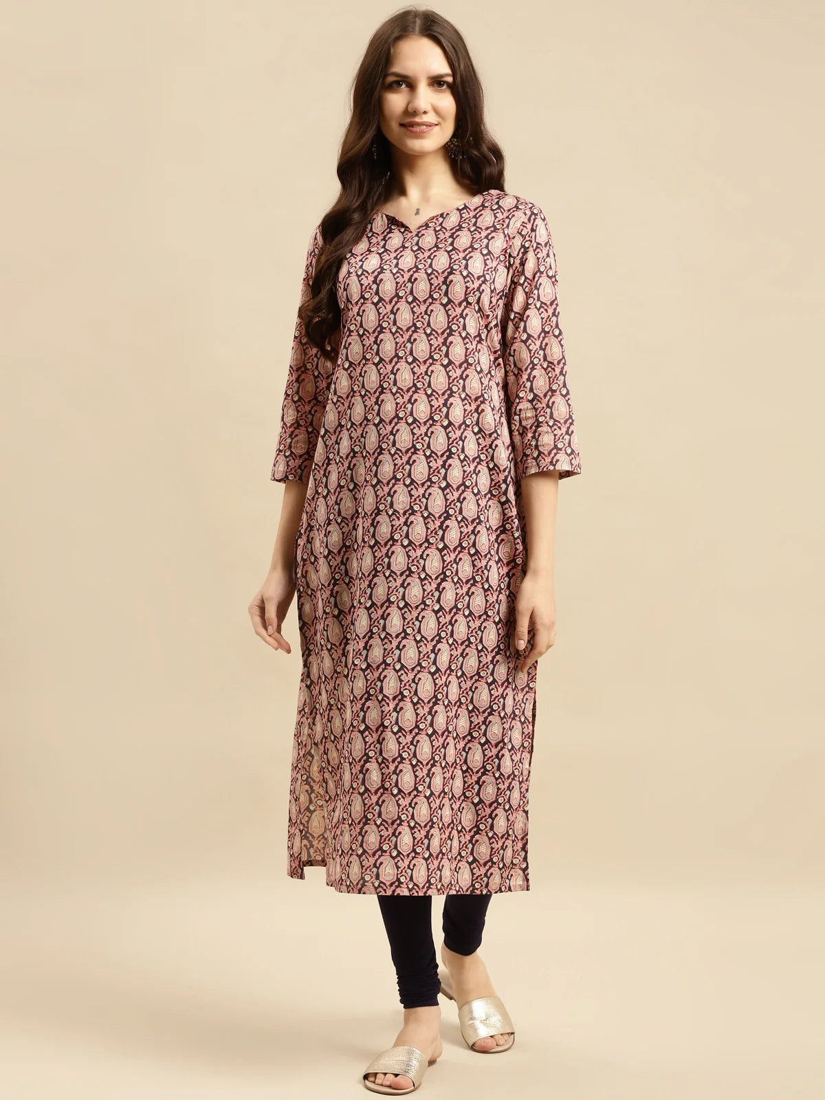 Buy Cotton Solid Full Length Churidars (Pack of 2)-Navy Blue & Pink