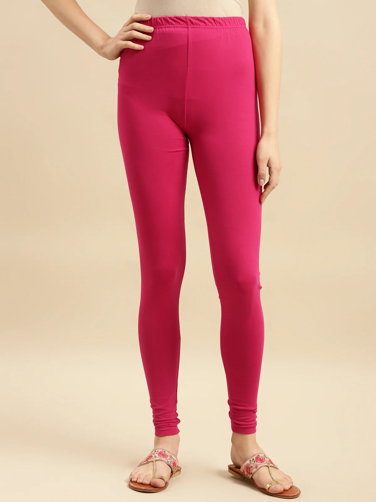 Buy Cotton Solid Full Length Churidar Legging-Pink