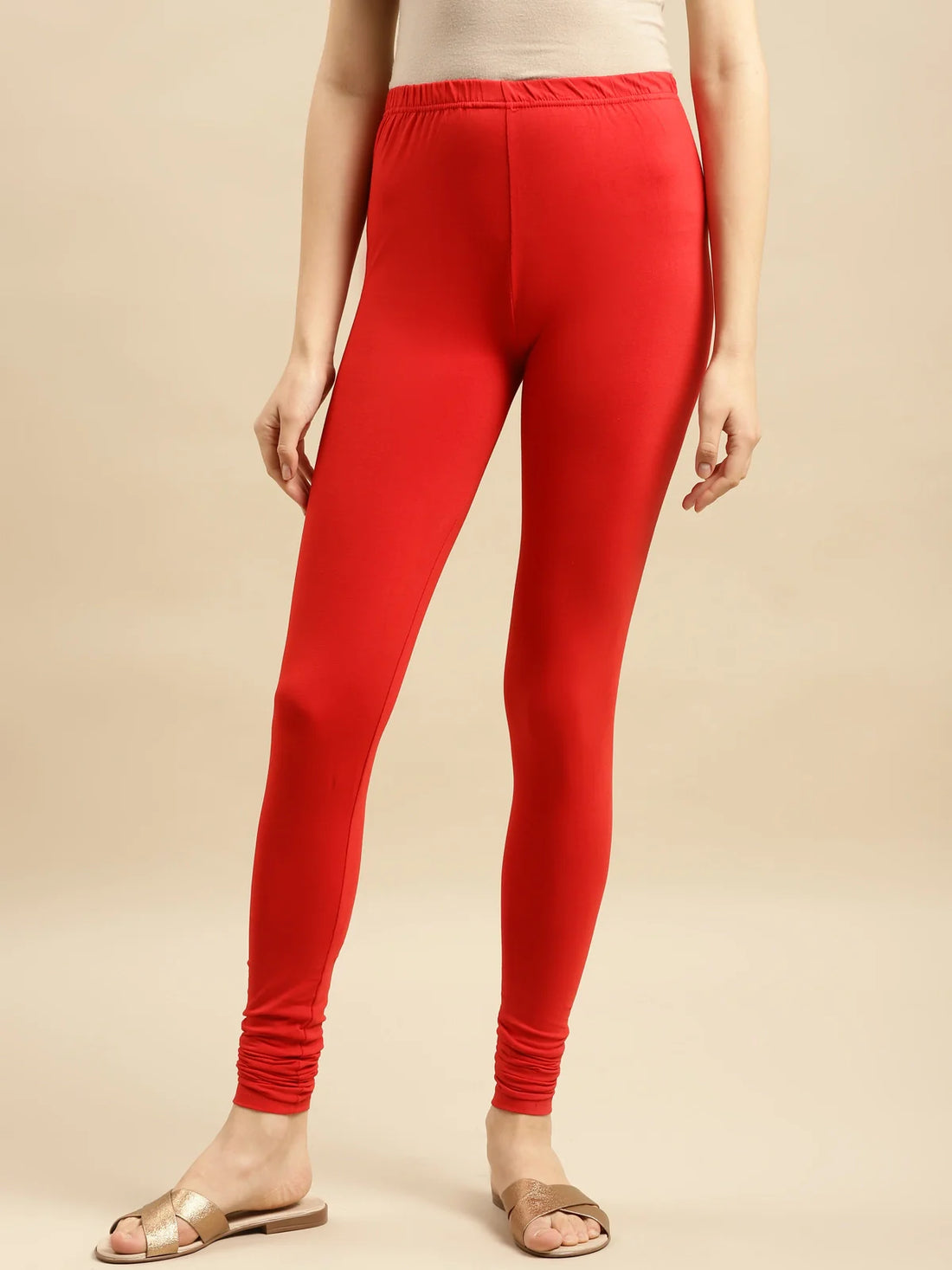 Buy Cotton Solid Full Length Churidar Legging-Red