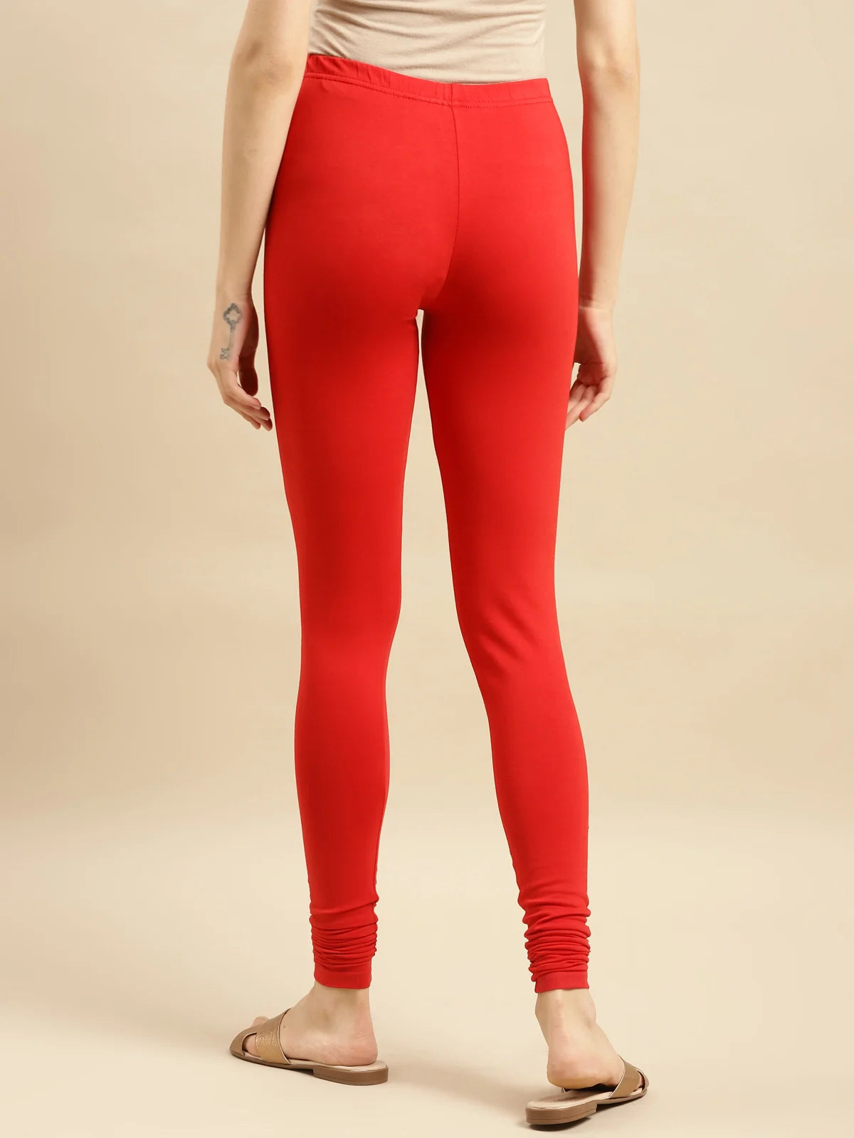 Buy Cotton Solid Full Length Churidar Legging-Red