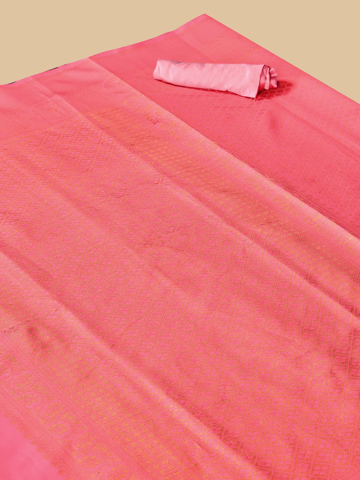 Buy Ethnic Motifs Banarasi Silk Saree With Blouse Piece-Pink