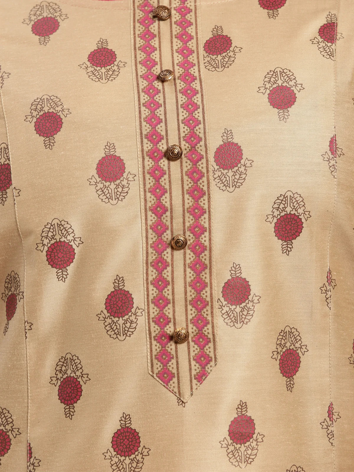 Buy Gold Printed Calf Length A-line Kurta-Beige