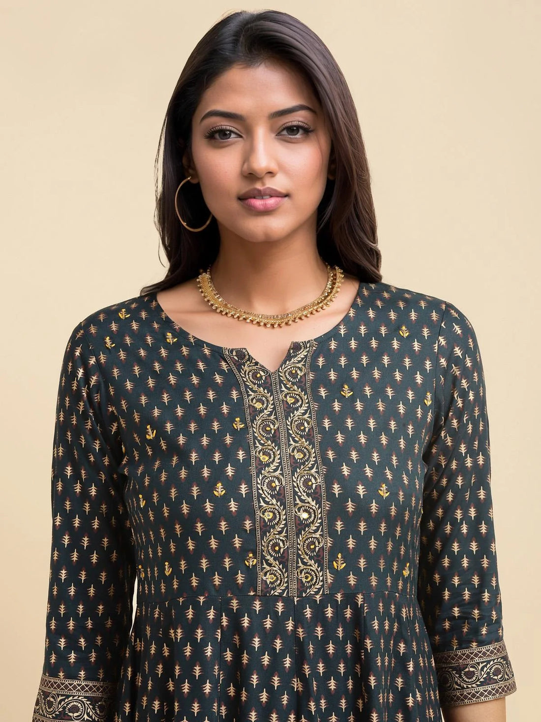 Buy Rayon Embroidered Calf Length Anarkali Kurta-Teal