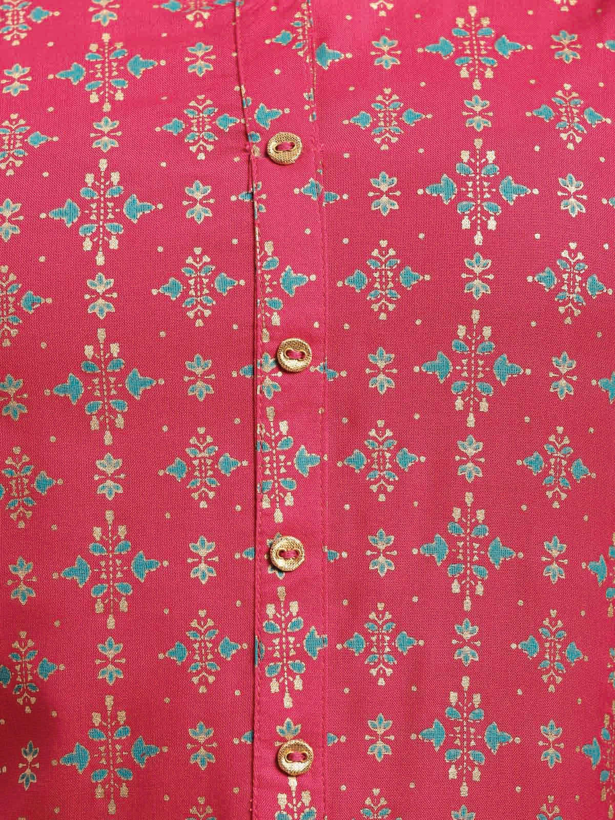 Buy Rayon Gold Printed Calf Length Straight Kurta-Pink