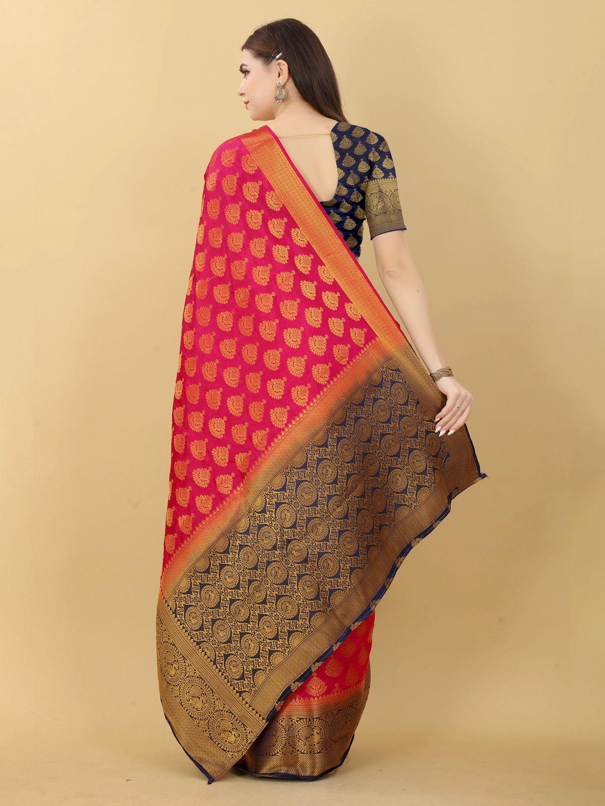 Buy Kanjivaram Silk Zari Work Saree With Blouse Piece-Pink