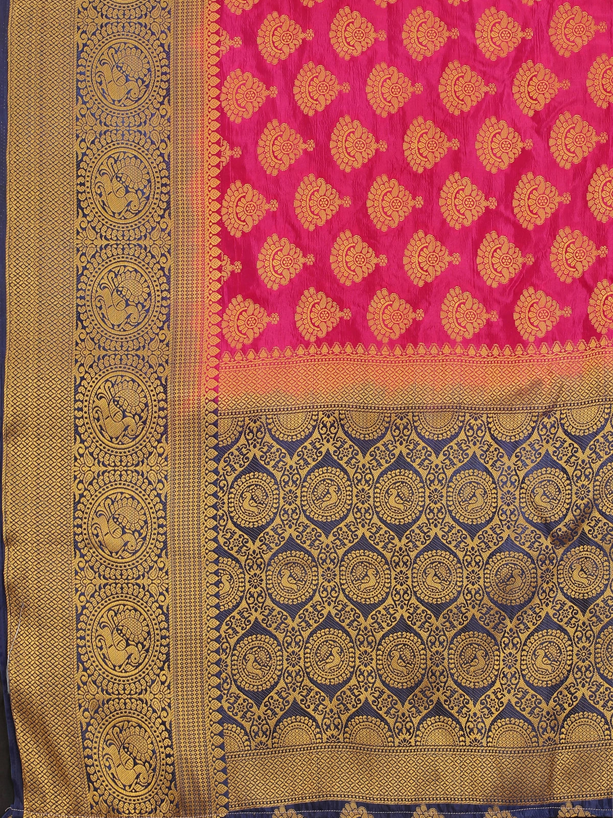 Buy Kanjivaram Silk Zari Work Saree With Blouse Piece-Pink