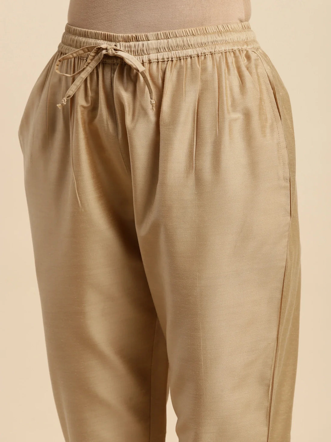 Buy Solid Ankle Length Pencil Pants (Pack of 2)-Gold & Maroon
