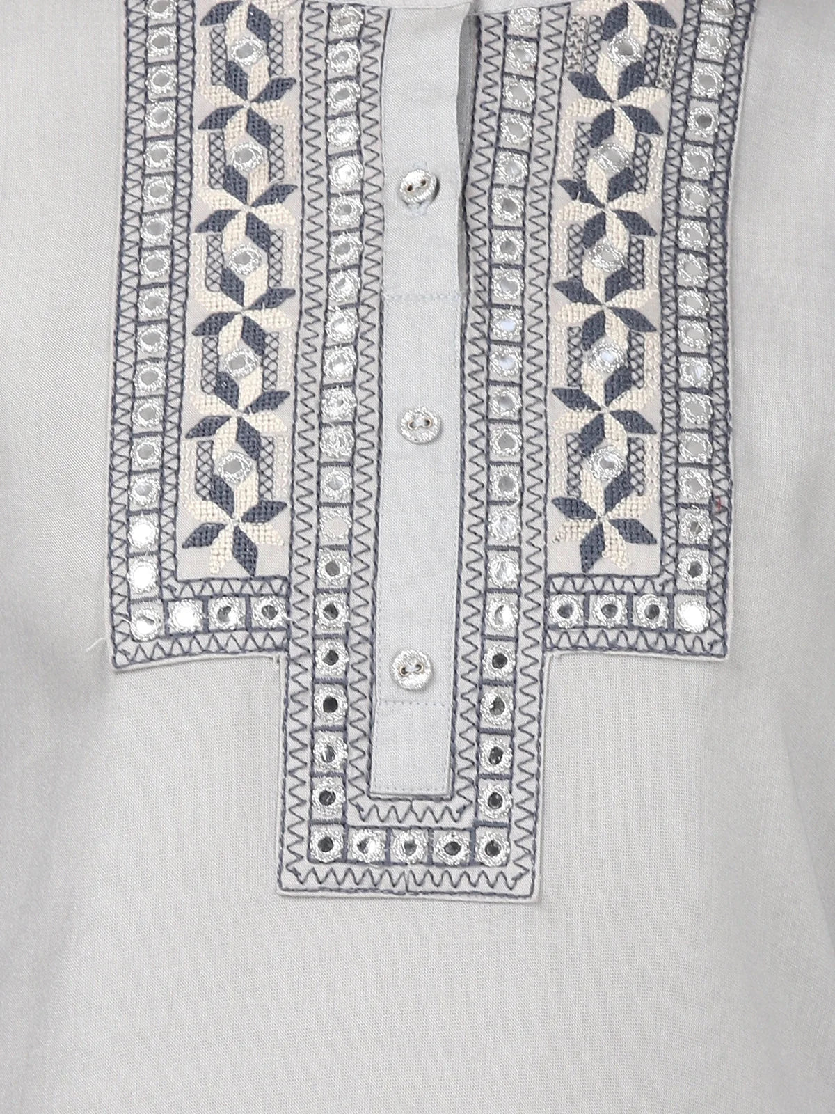 Buy Rayon Yoke Embroidered Calf Length A-line Kurta-Light Grey