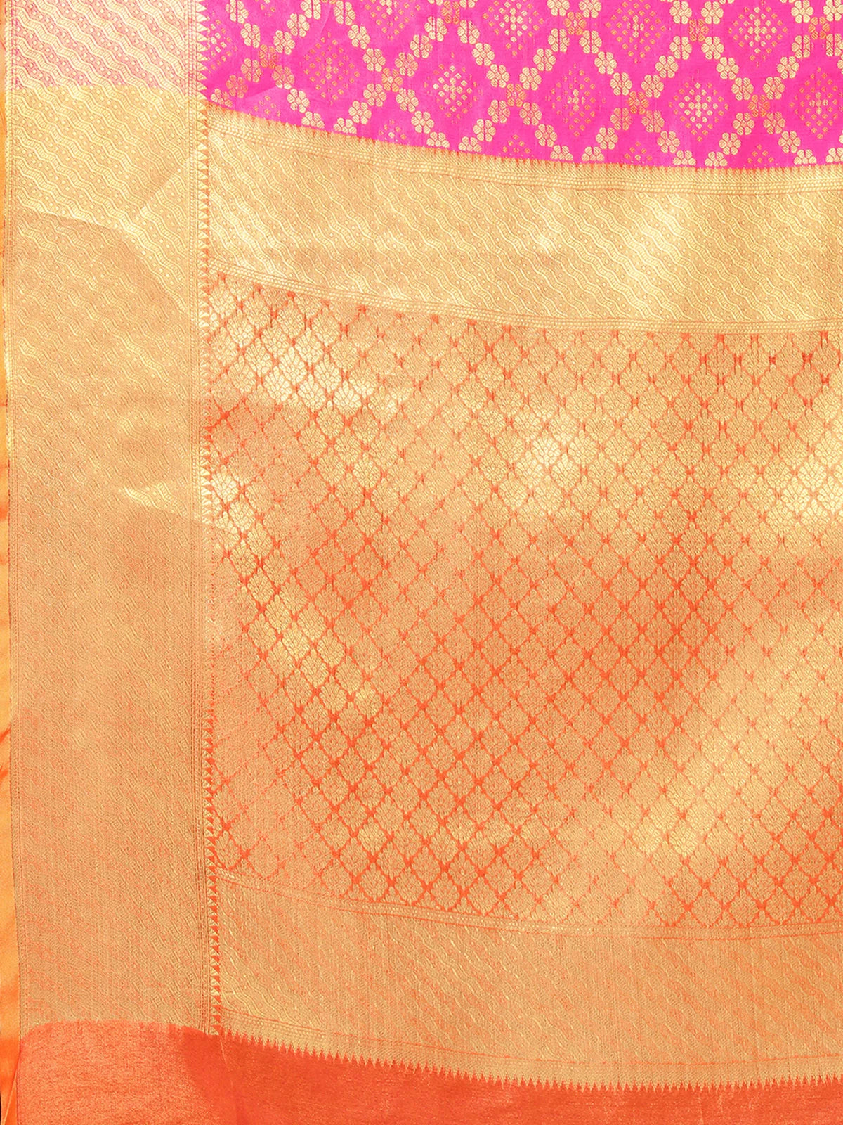 Buy Zari Work Woven Banarasi Silk Saree With Blouse Piece-Pink