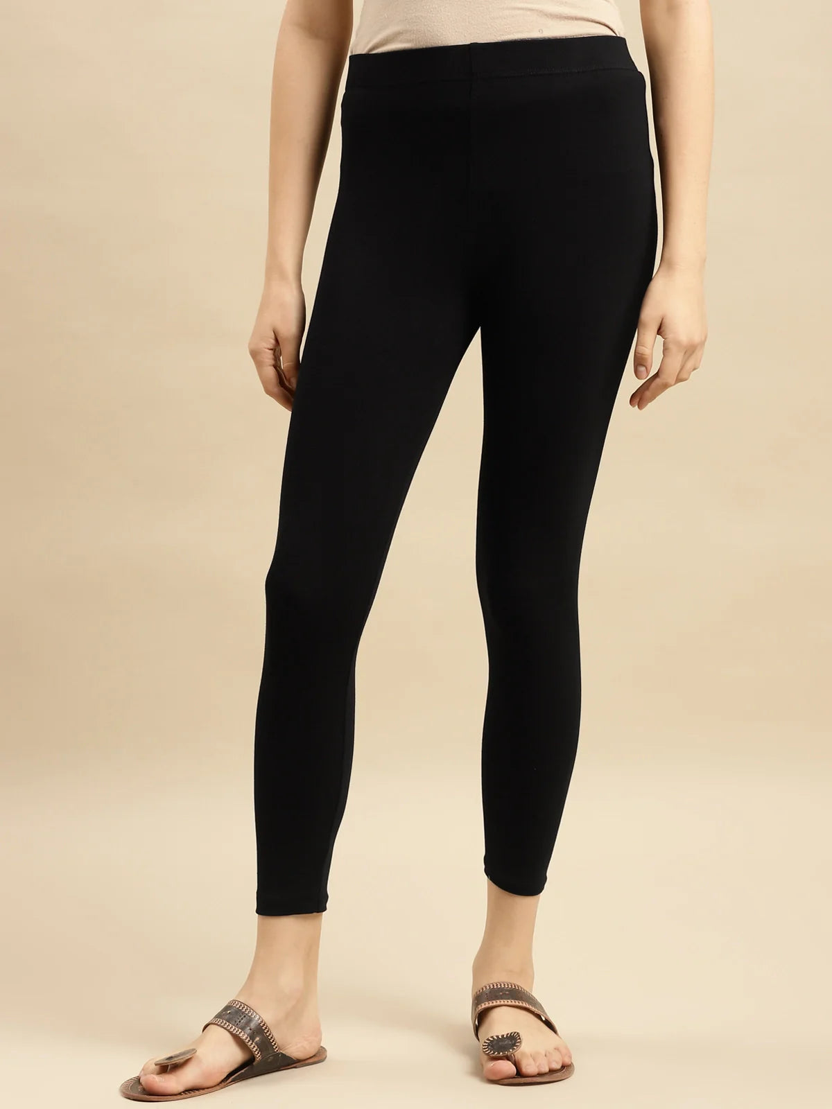 Buy Cotton Solid Ankle Length Legging-Black