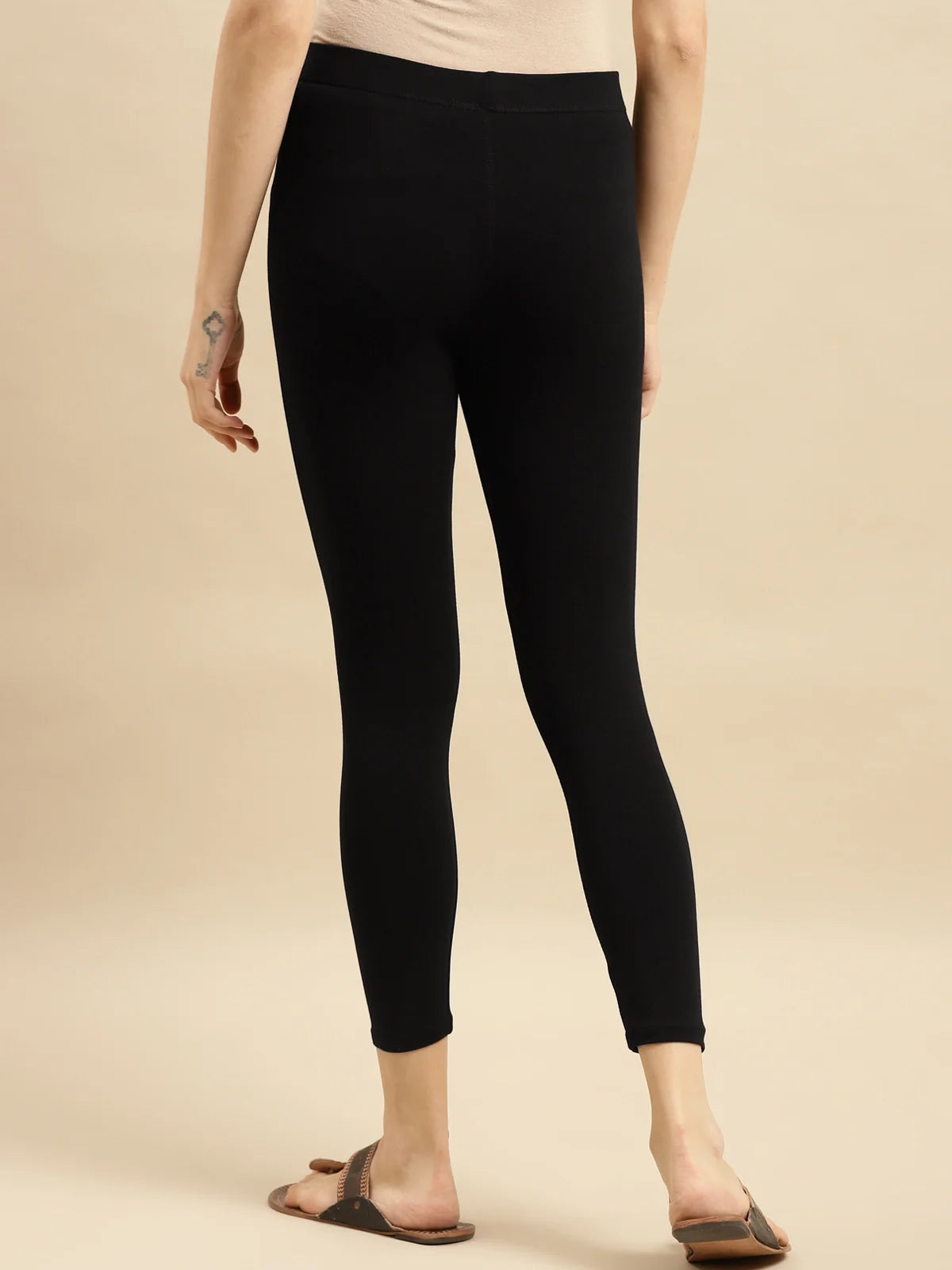 Buy Cotton Solid Ankle Length Legging-Black