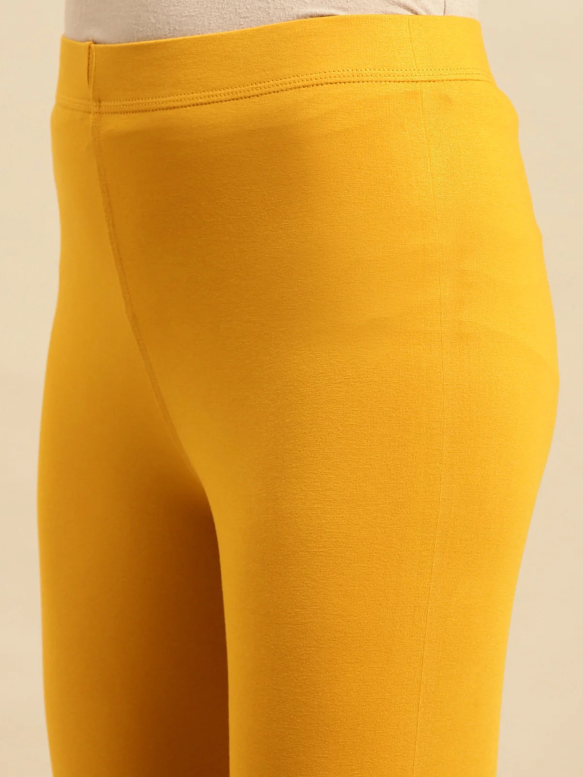 Buy Cotton Solid Ankle Length Leggings (Pack of 2)-Black & Mustard