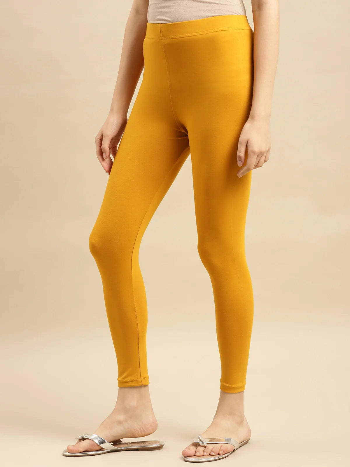 Buy Cotton Solid Ankle Length Legging-Mustard