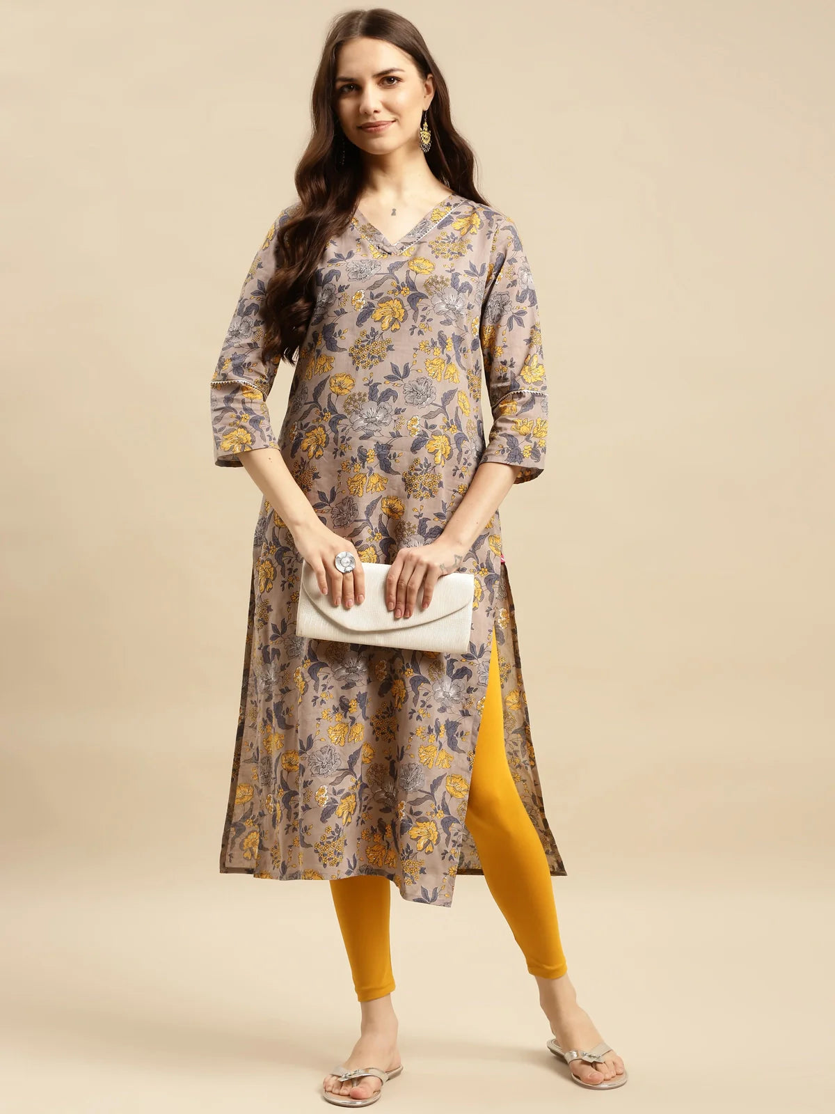 Buy Cotton Solid Ankle Length Legging-Mustard