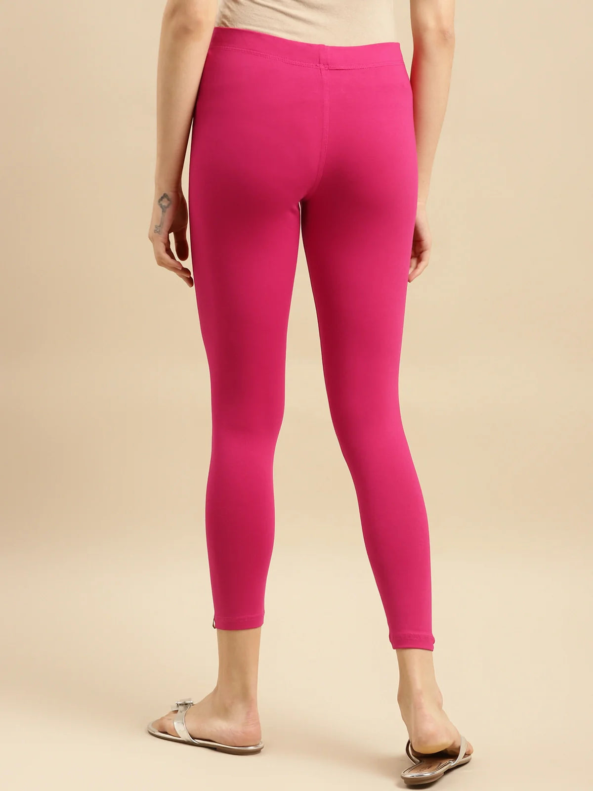 Buy Cotton Solid Ankle Length Legging-Pink