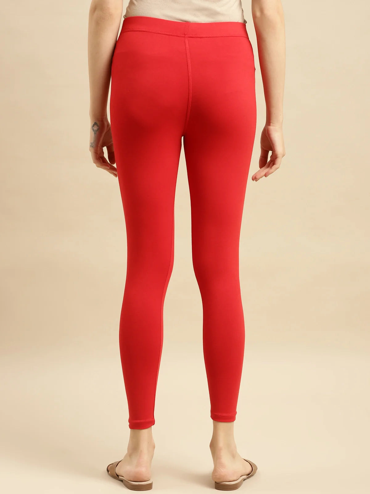 Buy Cotton Solid Ankle Length Legging-Red