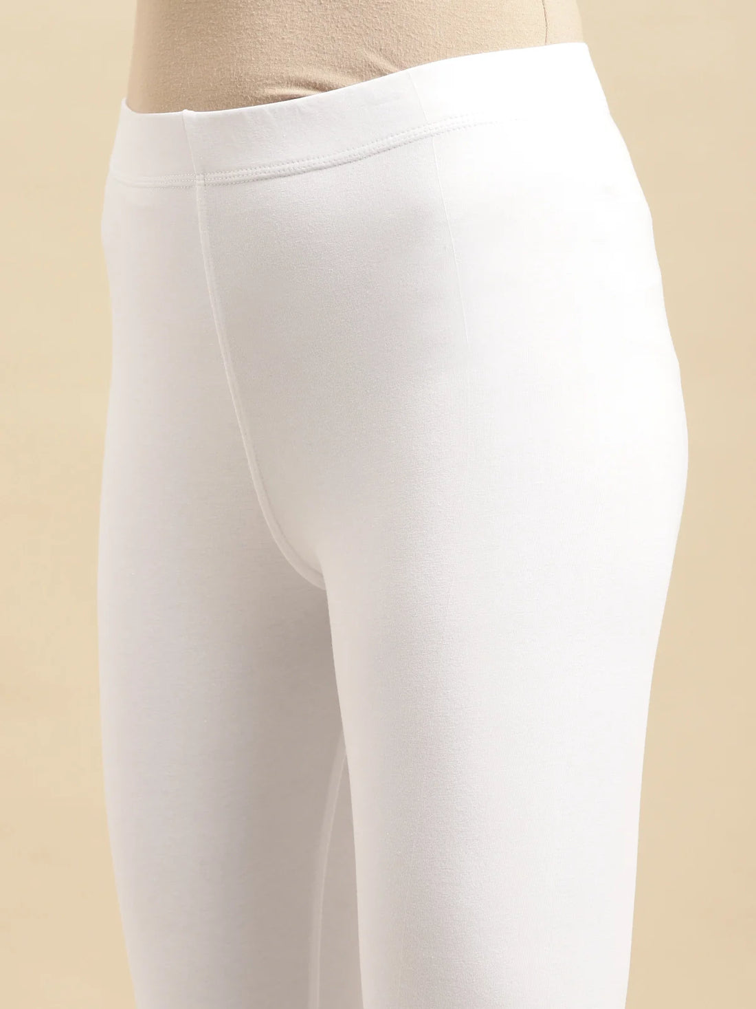 Buy Cotton Solid Ankle Length Legging-White