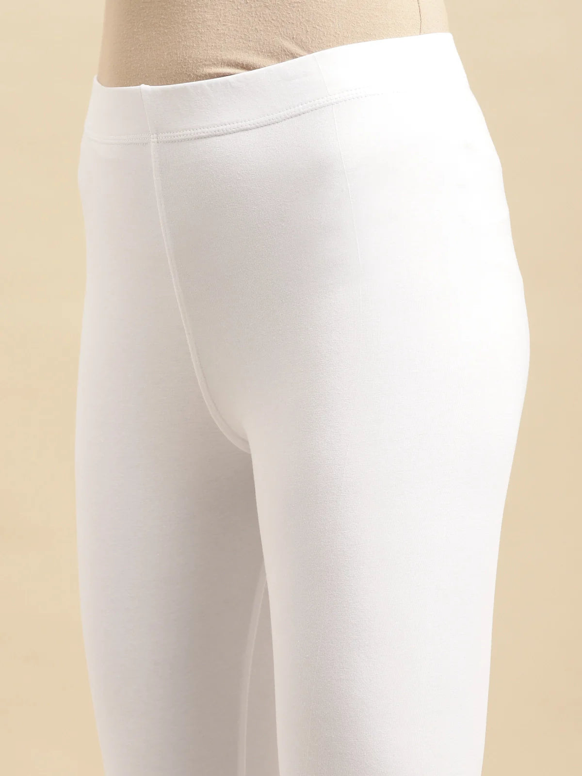 Buy Cotton Solid Ankle Length Legging-White