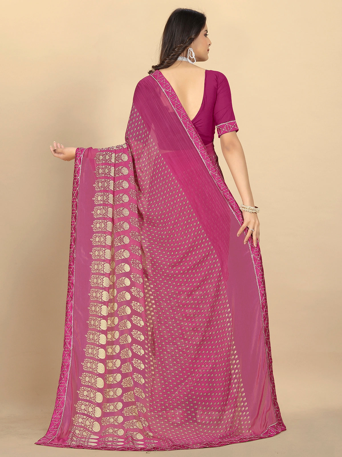 Buy Abstract Printed Georgette Saree With Blouse Piece-Purple