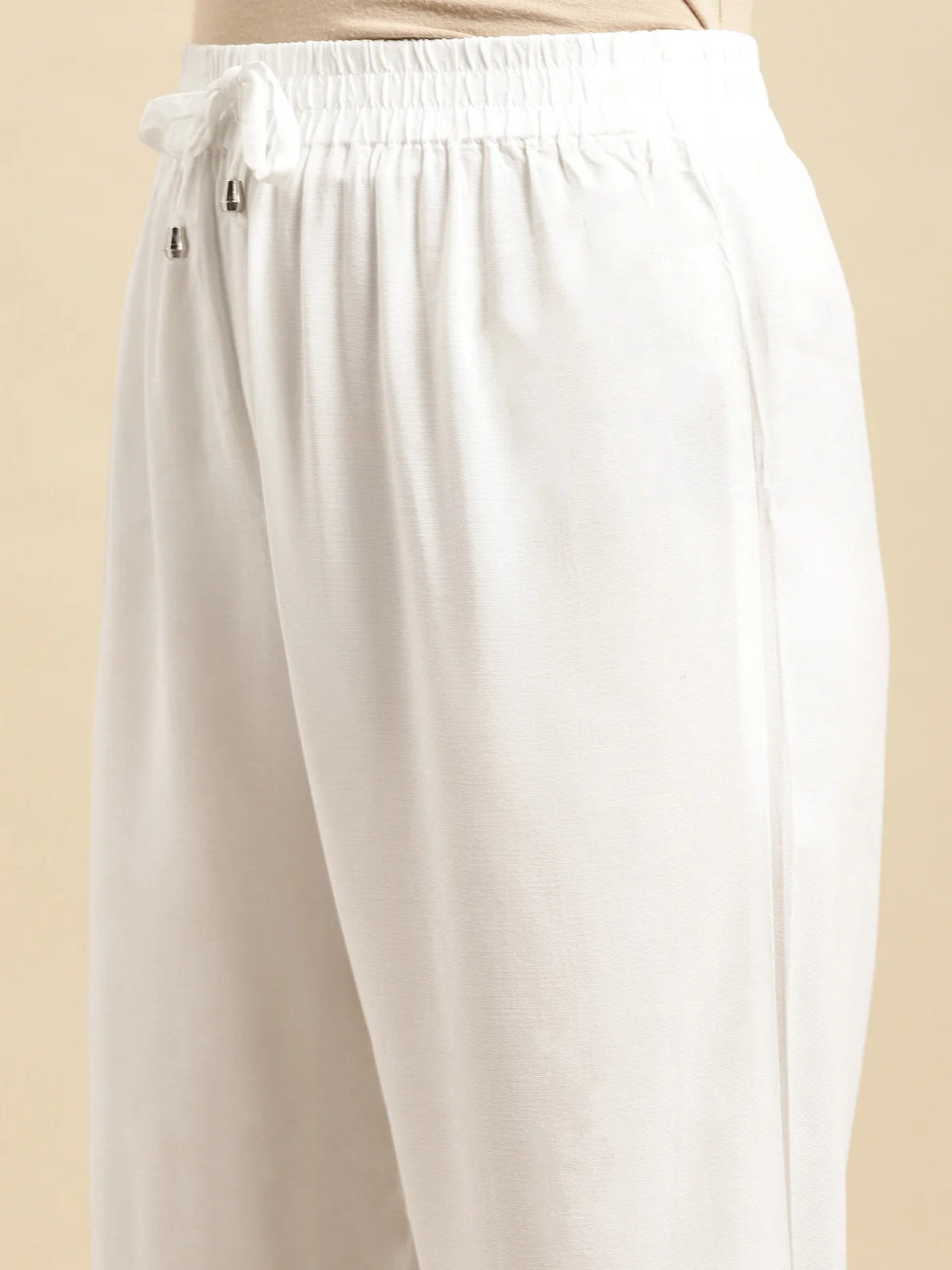 Buy Rayon Solid Ankle Length Straight Pant-White