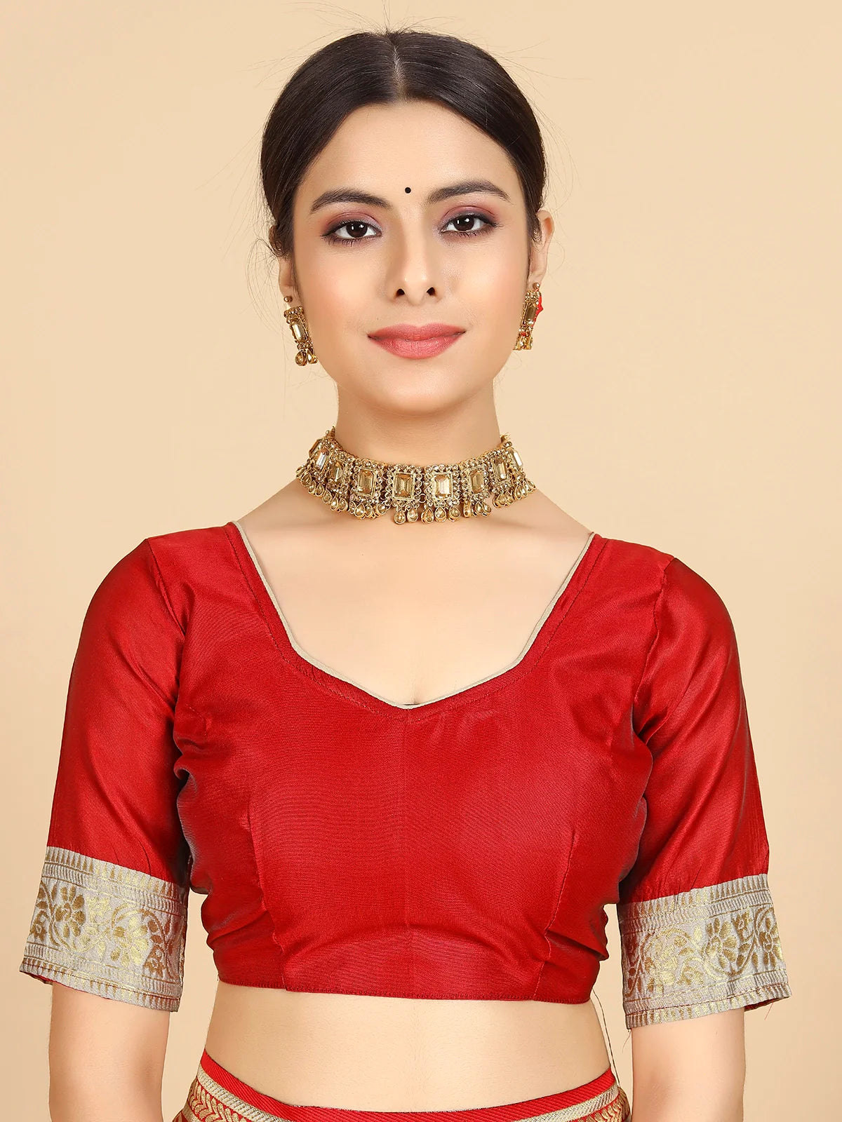 Buy Banarasi Silk Jacquard Saree With Blouse Piece-Beige