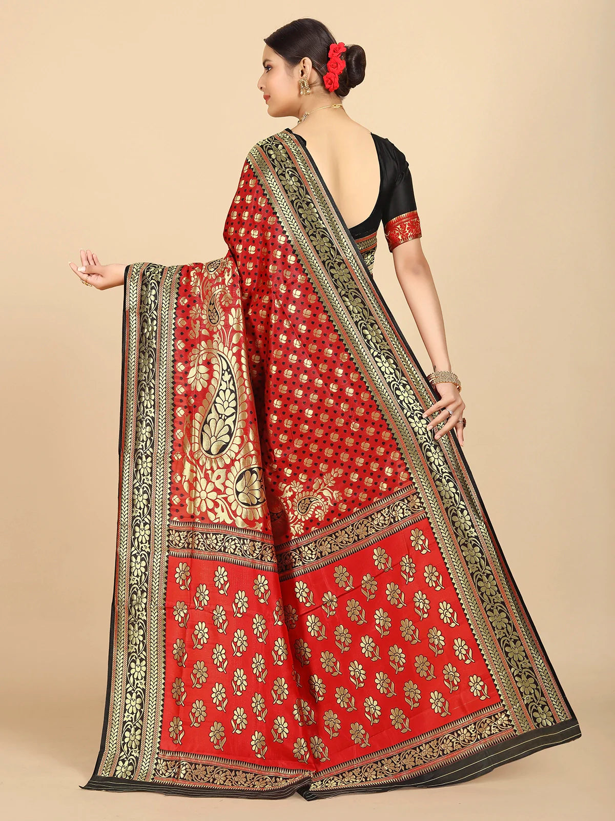 Buy Banarasi Silk Jacquard Saree With Blouse Piece-Black