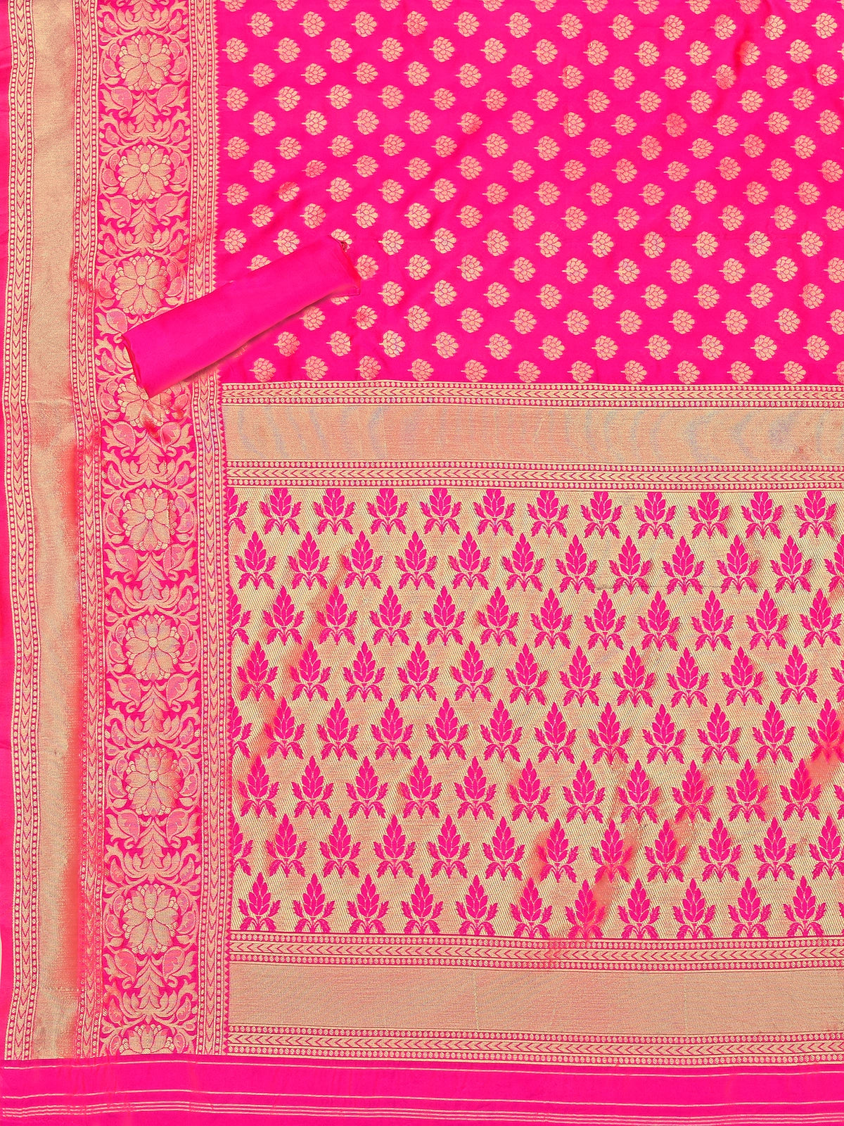 Buy Banarasi Silk Zari Work Saree With Blouse Piece-Pink